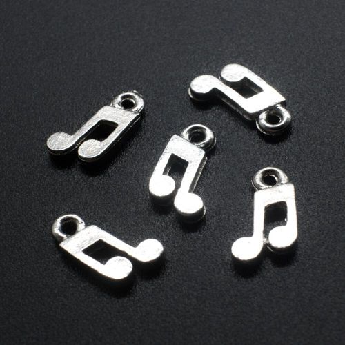 Antique Silver Metal Charm Musical Note 11mm 20pcs for jewellery making