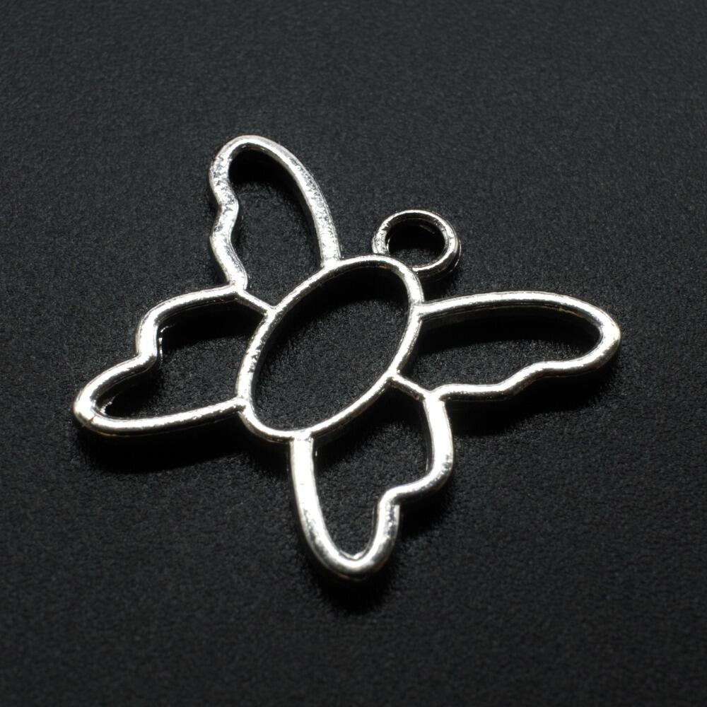 Antique Silver Metal Charm Hollow Butterfly 26mm 6pcs for jewellery making