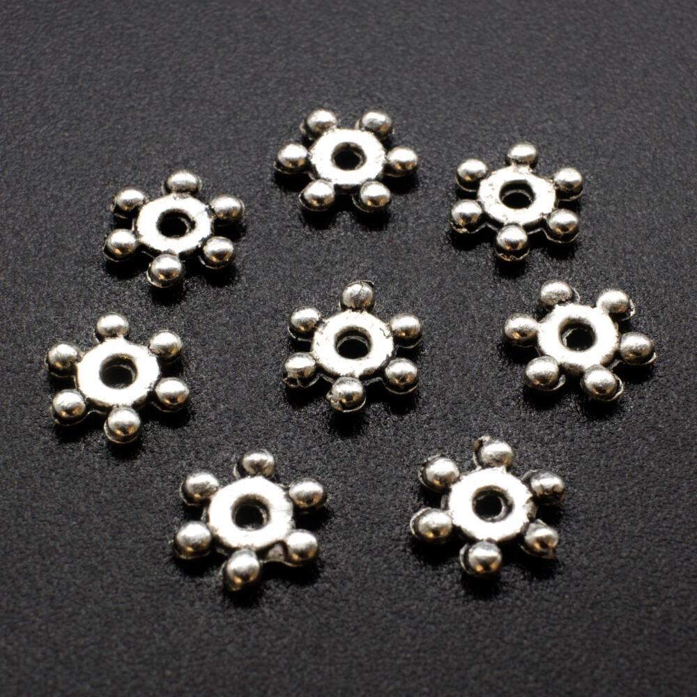 Metal Disc Daisy 7.5mm 50pcs Antique Silver for jewellery making