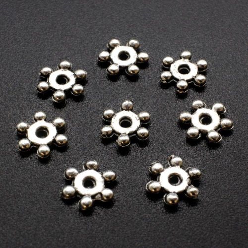 Metal Disc Daisy 7.5mm 50pcs Antique Silver for jewellery making