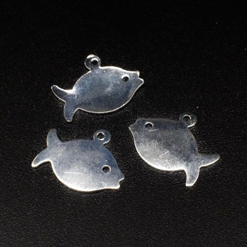 Silver Metal Charm Fish 15mm 50pcs for jewellery making