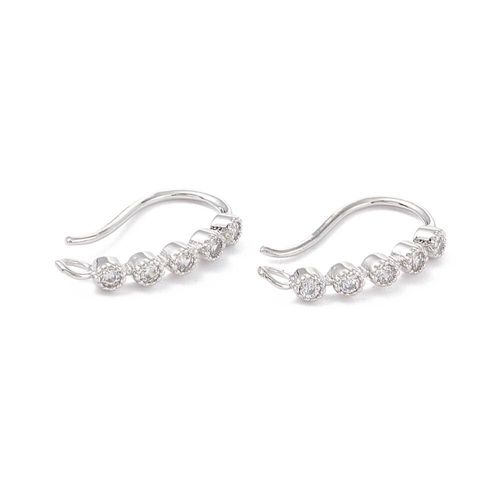 Earring hook with 5 CZ Silver 1 pair 15 x 16mm for jewellery making