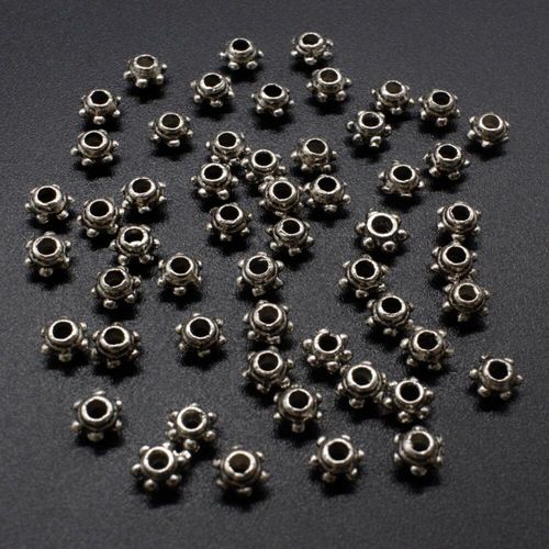 Metal Bead 6 Point Rondelle 5mm 30pcs Antique Silver for jewellery making