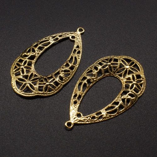 Iron Gold Filigree Drop 1/1 33mm 10pc 10 Pieces for jewellery making