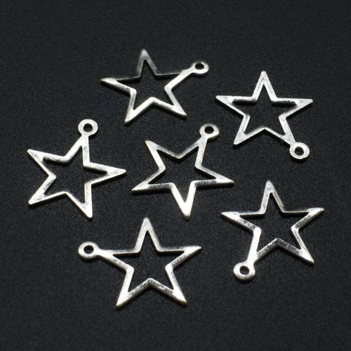 Iron Silver Charm Star Hollow 13mm 50pcs for jewellery making