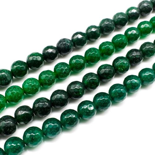 Dyed Jade 8mm Faceted Round Beads 15" string Dark Green Colour for jewellery making