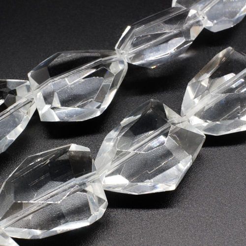 Glass Beads 27mm Facet Nugget Clear 6pcs for jewellery making