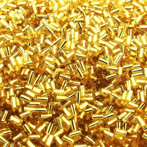 Toho 3mm Bugle Seed Beads 10g - Silver Lined Lt Topaz