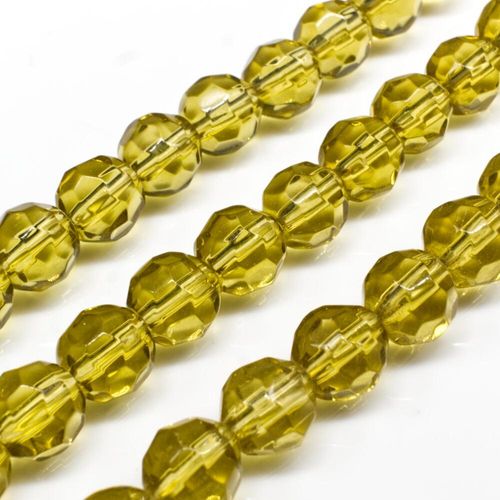 Glass Beads 10mm Facet Round Dark Yellow 14" String for jewellery making