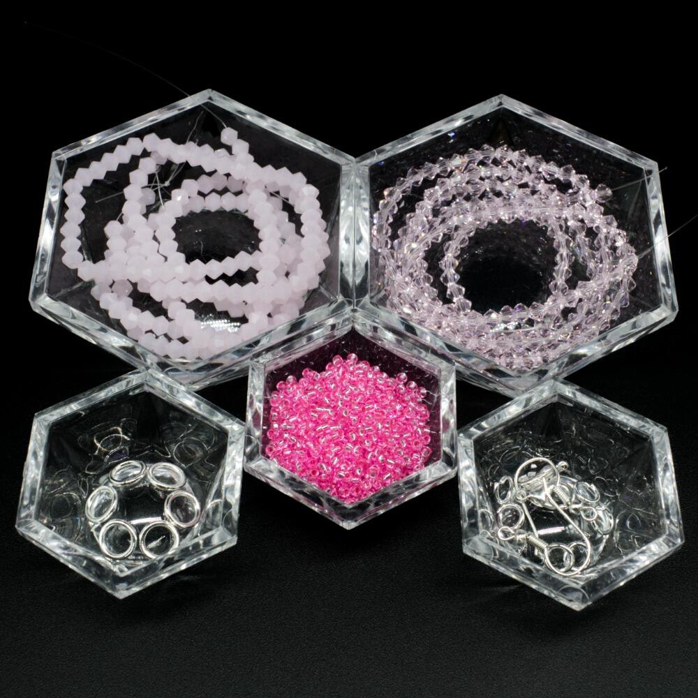 BC 2023 WK 22: Bicone Flower Necklace Kit Pink Fuschia 4mm for jewellery making