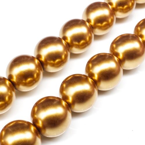 Glass Pearl Round Beads 16mm Dark Gold for jewellery making