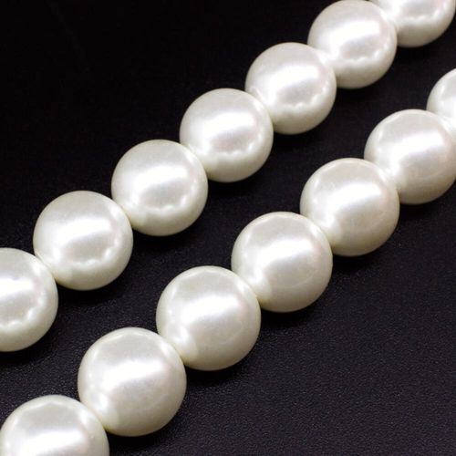 Glass Pearl Round Beads 14mm White for jewellery making