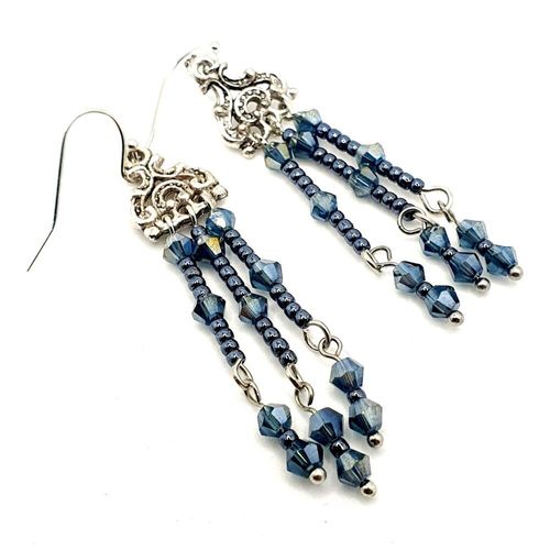 Amanda Crystal Earrings 4 Pairs hematite earring making kit — DIY set with beads and instructions for creating handmade jewelry