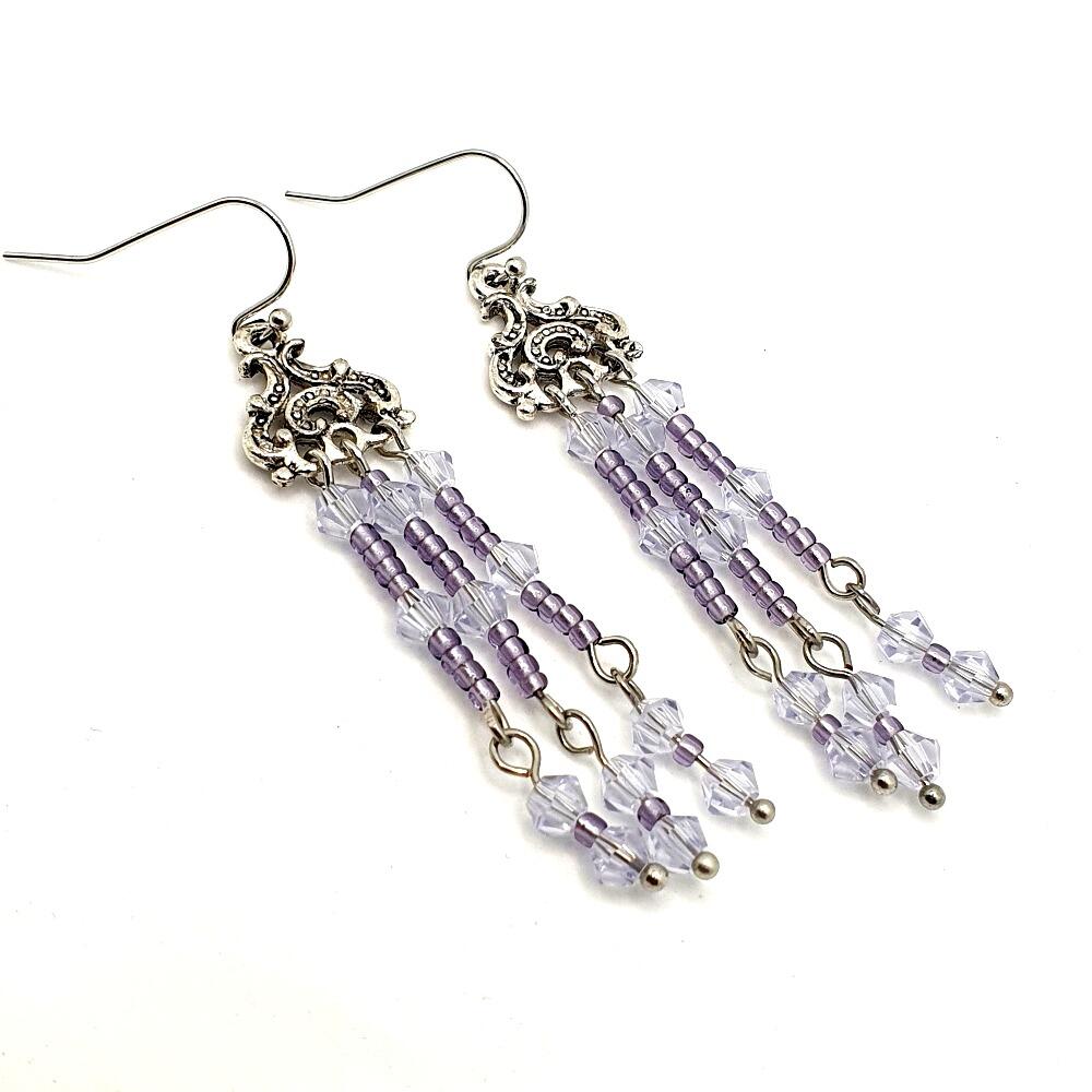 Amanda Crystal Earrings 4 Pairs tanzanite earring making kit — DIY set with beads and instructions for creating handmade jewelry