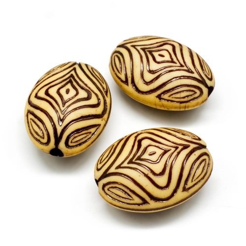 Acrylic Imatation Bone Oval Beads 24mm 10pcs Cream for jewellery making