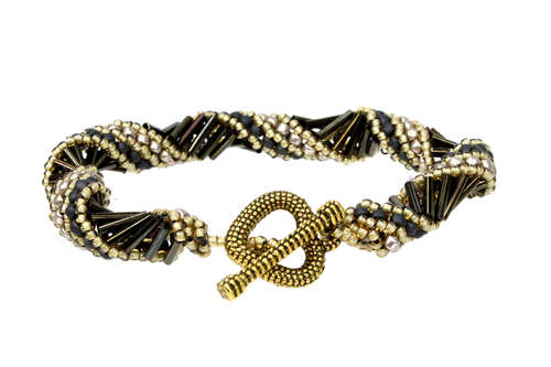 Russian Spiral 3 Bracelet Bead Pack amber gold bracelet making kit — DIY set with beads and instructions for creating handmade jewelry