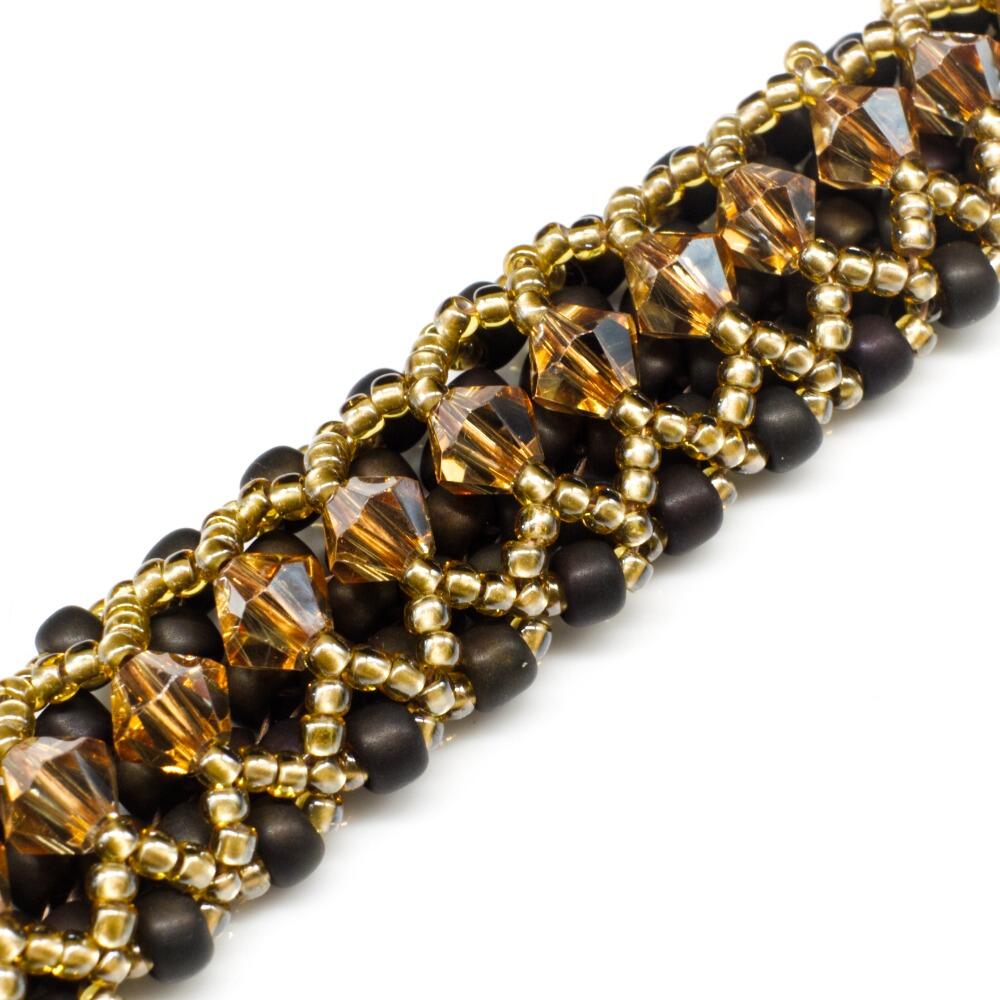 Crystal Lattice Bracelet amber brown bracelet making kit — DIY set with beads and instructions for creating handmade jewelry