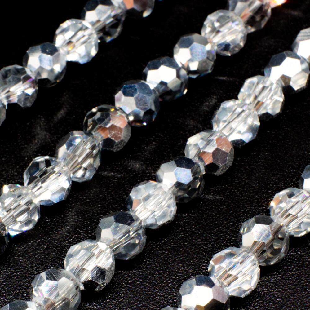 6mm crystal beads half silver, pack of 72 — plated finish, ideal for jewelry making and beadwork