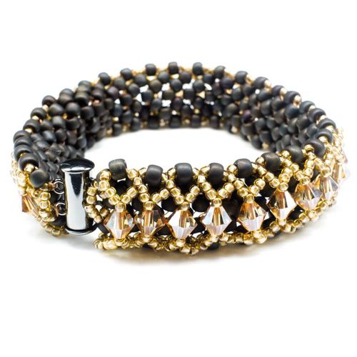 Crystal Lattice Bracelet amber brown bracelet making kit — DIY set with beads and instructions for creating handmade jewelry