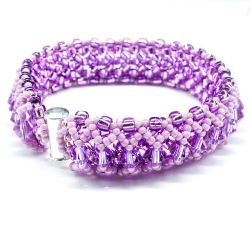 Crystal Lattice Bracelet mauve grape bracelet making kit — DIY set with beads and instructions for creating handmade jewelry
