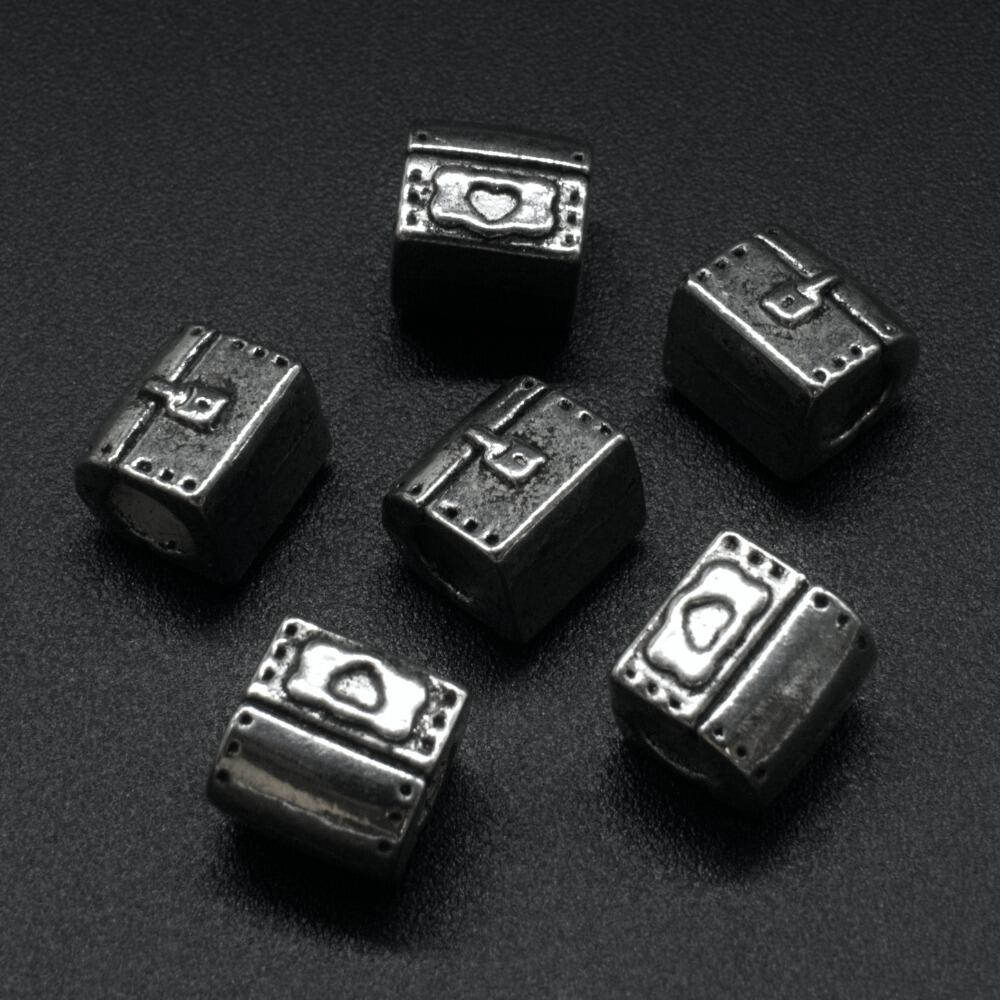 Ant. Silver Charm Bead Chest 9mm Large Hole 1pc for jewellery making