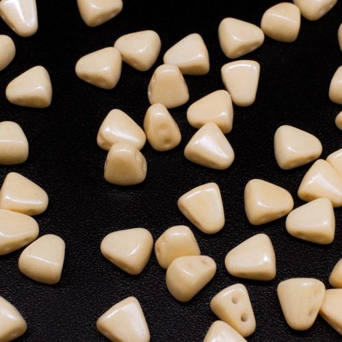Czech glass Rulla beads bit czech glass beads 30pcs - luster opaque champagne — two-hole beads for jewelry making and bead weaving