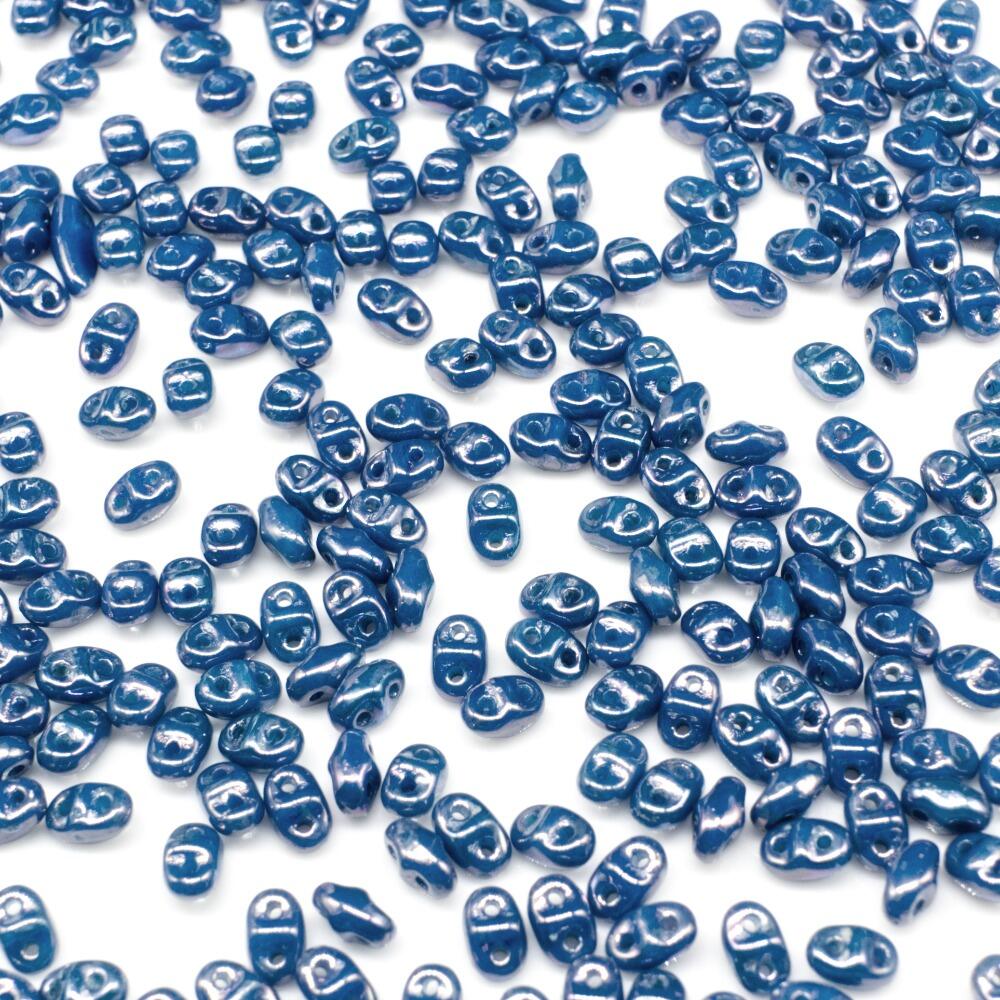 2x4mm 5g Czech glass Rulla beads nebula opaque turquoise — two-hole beads for jewelry making and bead weaving