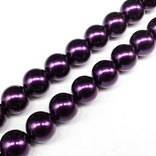 Glass Pearl Round Beads 12mm Dark Mulberry for jewellery making