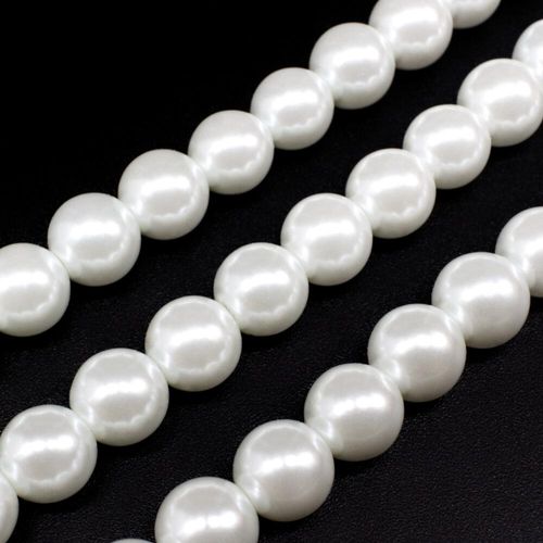 Glass Pearl Round Beads 10mm White for jewellery making