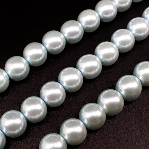 Glass Pearl Round Beads 10mm Powder Blue for jewellery making