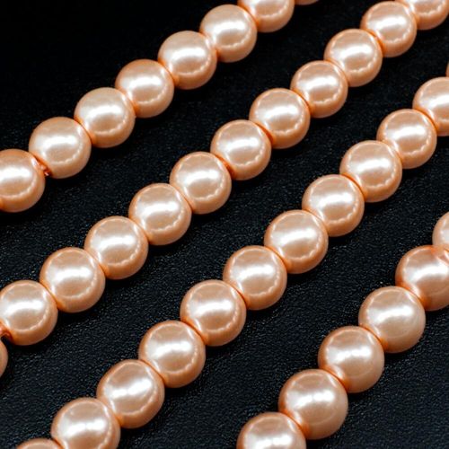 Glass Pearl Round Beads 6mm Peach for jewellery making