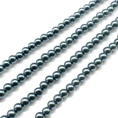 Glass Pearl Round Beads 4mm Dark Steel Blue for jewellery making