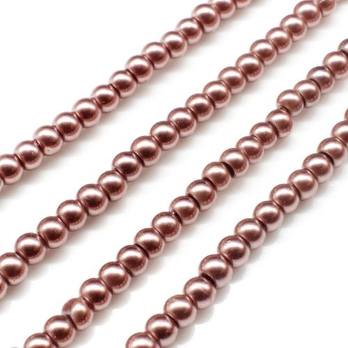 Glass Pearl Round Beads 4mm Light Indian Pink for jewellery making