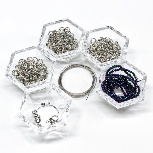 Spiral Micro Crystal Bracelets rhodium & rainbow bracelet making kit — DIY set with beads and instructions for creating handmade jewelry