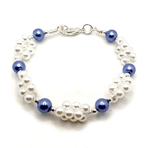 Deborah Cluster Bracelets blue & white bracelet making kit — DIY set with beads and instructions for creating handmade jewelry