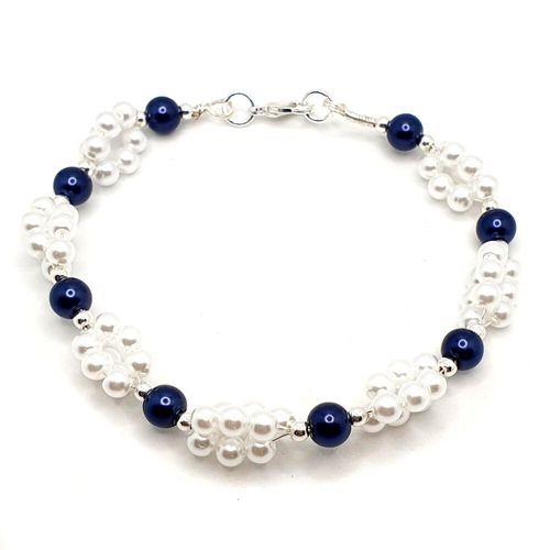Deborah Cluster Bracelets space blue & white bracelet making kit — DIY set with beads and instructions for creating handmade jewelry