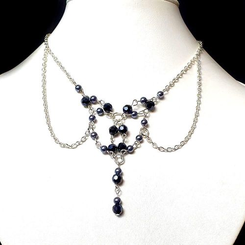 Ophelia Necklace hematite necklace making kit — DIY set with beads and instructions for creating handmade jewelry