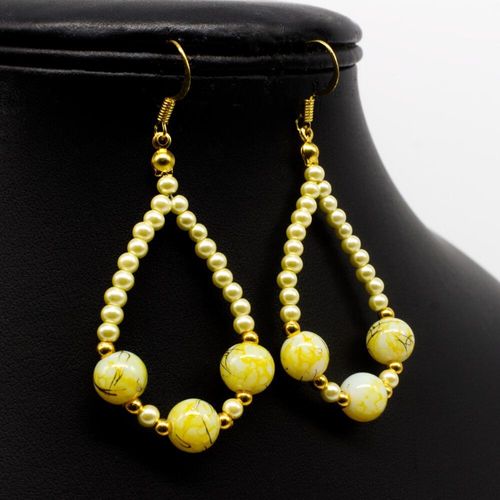 Catherine Drop Hoop Earrings 3 Pairs lemon earring making kit — DIY set with beads and instructions for creating handmade jewelry