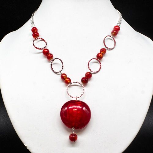 Ellen Silver Foil Necklace red necklace making kit — DIY set with beads and instructions for creating handmade jewelry