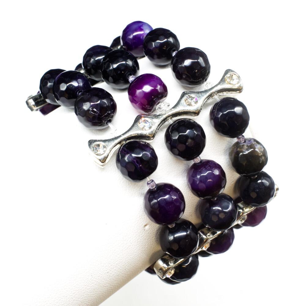 Maya Fire Agate Bracelet deep purple bracelet making kit — DIY set with beads and instructions for creating handmade jewelry