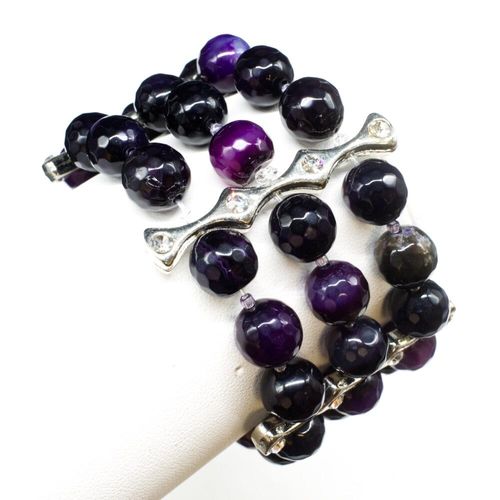 Maya Fire Agate Bracelet deep purple bracelet making kit — DIY set with beads and instructions for creating handmade jewelry