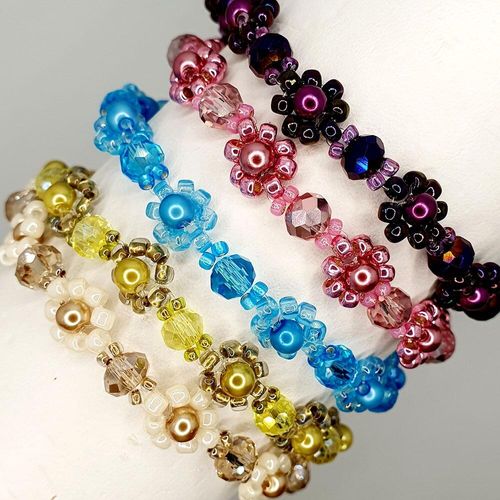 Hyacinth Flower Bracelets bundle bracelet making kit — DIY set with beads and instructions for creating handmade jewelry
