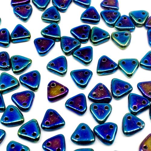 6mm Czech glass glass beads iris blue — pack of 7, high-quality two-hole beads ideal for jewelry making, bead weaving, and crafts