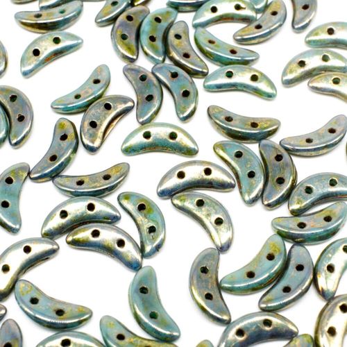 10mm Czech glass glass beads turquoise bronze picasso — pack of 7, high-quality two-hole beads ideal for jewelry making, bead weaving, an…