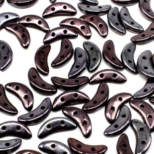 10mm Czech glass glass beads luster metallic amethyst jet — pack of 7, high-quality two-hole beads ideal for jewelry making, bead weaving…