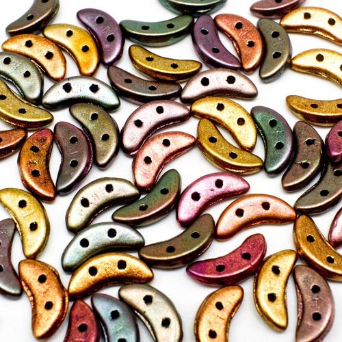 10mm Czech glass glass beads mat metallic bronze iris — pack of 7, high-quality two-hole beads ideal for jewelry making, bead weaving, an…