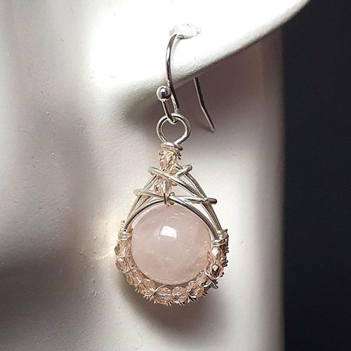 Ingrid Gemstone Earrings 2 Pairs rose quartz earring making kit — DIY set with beads and instructions for creating handmade jewelry