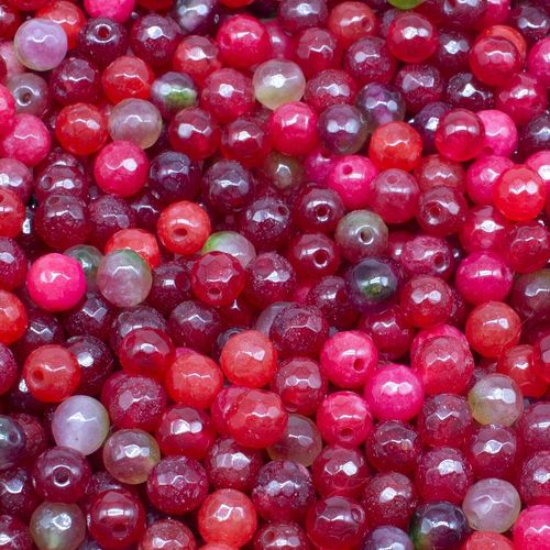 Dyed Jade 6mm Facet Round Beads Mix 60pc Ruby Red pack of 6 for jewellery making