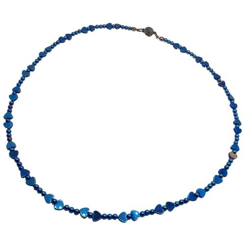 Hematite Heart Jewellery blue jewelry making kit — DIY set with beads and instructions for creating handmade jewelry