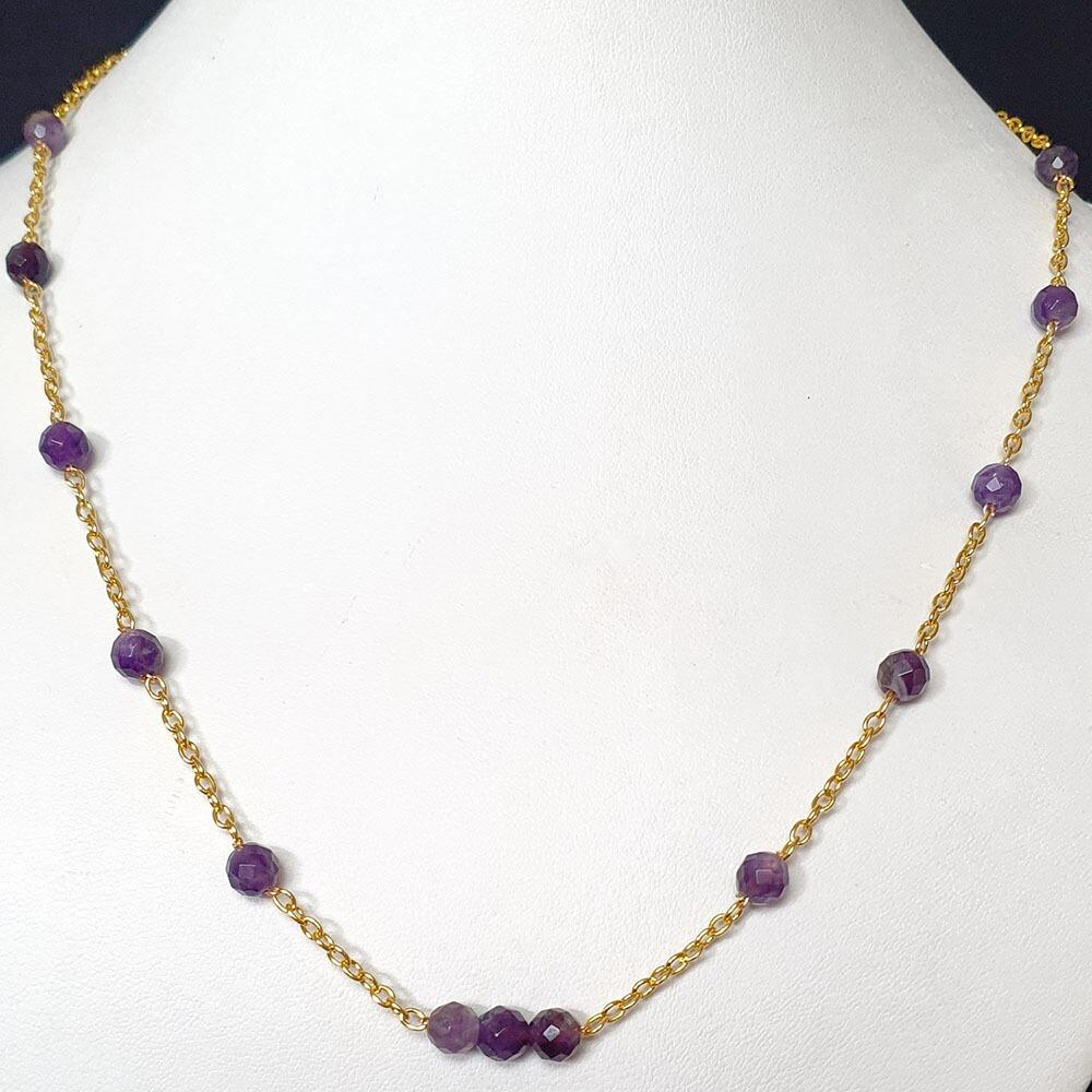 Orbit Gemstone Chain Necklace amethsyt necklace making kit — DIY set with beads and instructions for creating handmade jewelry